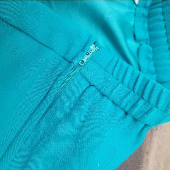 Turquoise Pantsuit Slacks Trouser Straight Leg Side zipper Plus Size 18W Rayon - Picture 3 of 8